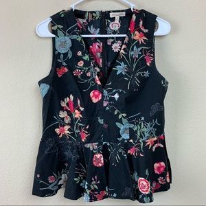 Rebecca Taylor Floral Peplum Tank Top Blouse 4